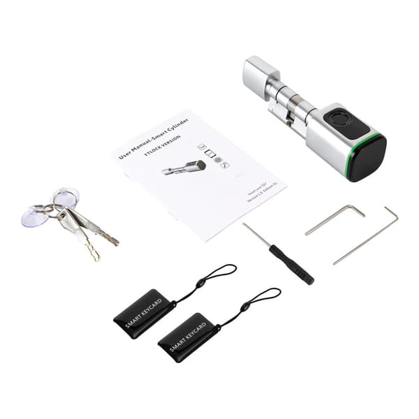 Intelligent Fingerprint Låsecylinder, Fire Låsemetoder, IP53 Støv- og Sprøjtetæt,Sølv