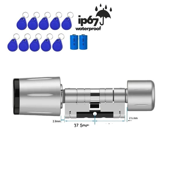 Smart låsecylinder, Bluetooth-forbindelse, IP67 vandtæt, 1000 brugerkapacitet,TTlock Kontrol, A37.5 B37.5