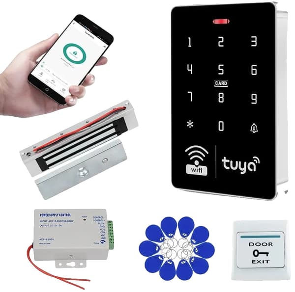 Wifi Tuya APP Adgangskontrolsystem, IP68 Vandtæt, 10.000 Bruger Kapacitet, RFID og Adgangskode Verifikation,Kit4 (280KG Lås)