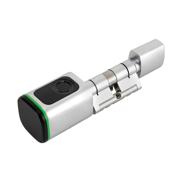 Fingeraftryksdør låsecylinder, 60 mm længde, IP53 beskyttelse, 100 fingeraftryk kapacitet,Sølv