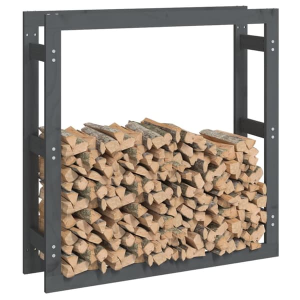 vidaXL Vedställ grå 100x25x100 cm massiv furu -  Tillbehör till vedställ & vedkorgar