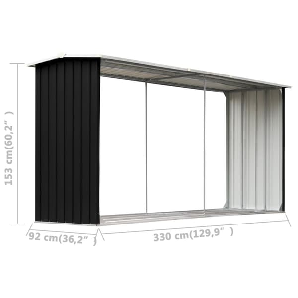 Brændekurve – tilbehør - Living brændeskur 330 x 92 x 153 cm galvaniseret stål antracitgrå