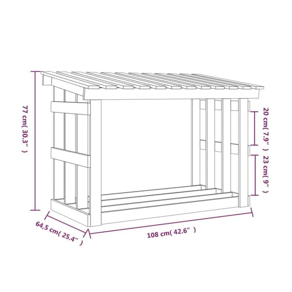 Brændekurve – tilbehør - Living brændestativ 108x64,5x77 cm massivt fyrretræ