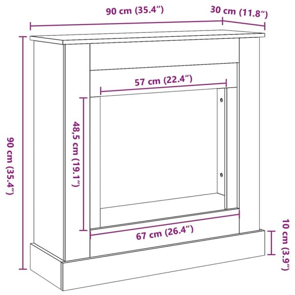vidaXL Peisramme gammelt tre 90x30x90 cm konstruert tre