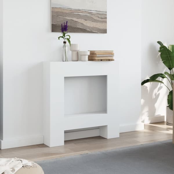 vidaXL Peisramme hvit 81x18x82 cm konstruert tre