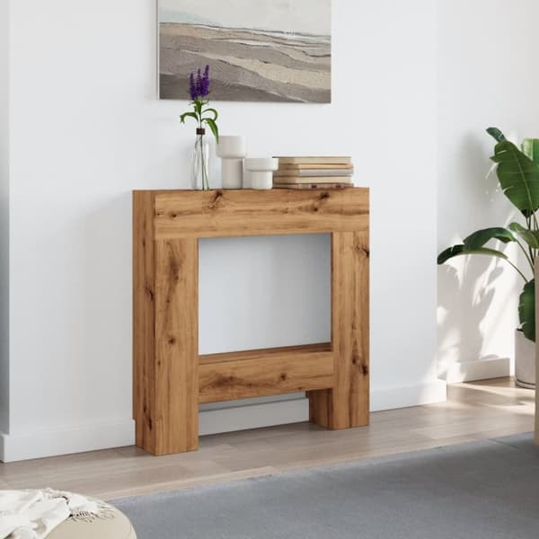 vidaXL Peisramme artisan eik 81x18x82 cm konstruert tre