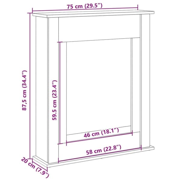 vidaXL Takkakehys betoninharmaa 75x20x87,5 cm tekninen puu