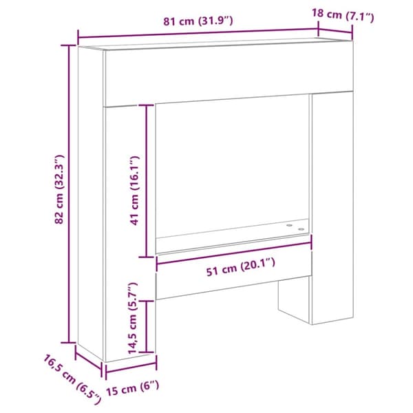 vidaXL Öppen spis infattning svart ek 81x18x82 cm konstruerat trä