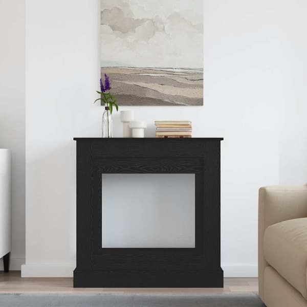 vidaXL Öppen spis infattning svart ek 90x30x90 cm konstruerat trä