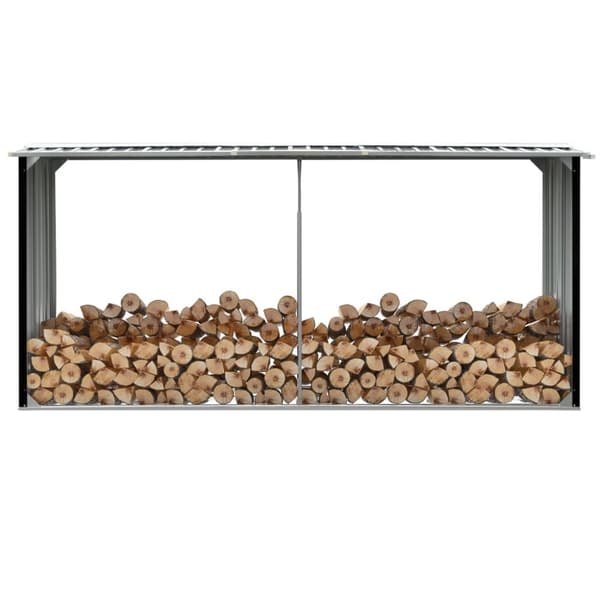 Vedskjul i galvaniserat stål 330x92x153 cm antracit