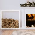 Miniatyrbild 1 av 2: Vedställ vit 100x25x100 cm massiv furu