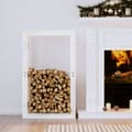 Miniatyrbild 1 av 2: Vedställ vit 60x25x100 cm massiv furu