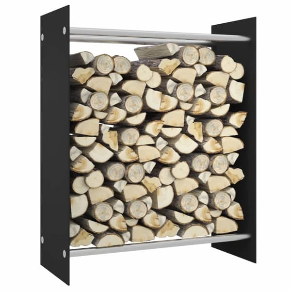 Vedställ svart 80x35x100 cm härdat glas
