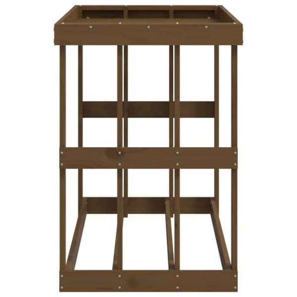 vidaXL udendørs brændestativ 108x52x74 cm massivt fyrretræ gyldenbrun