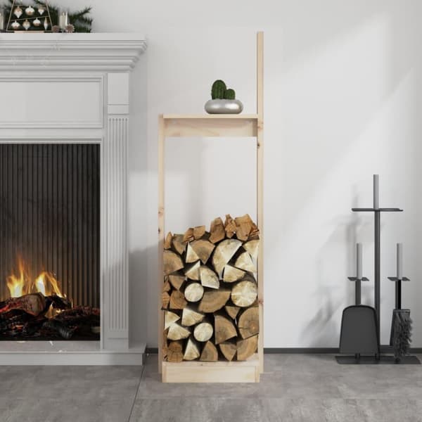 vidaXL brændestativ 33,5x30x110 cm massivt fyrretræ