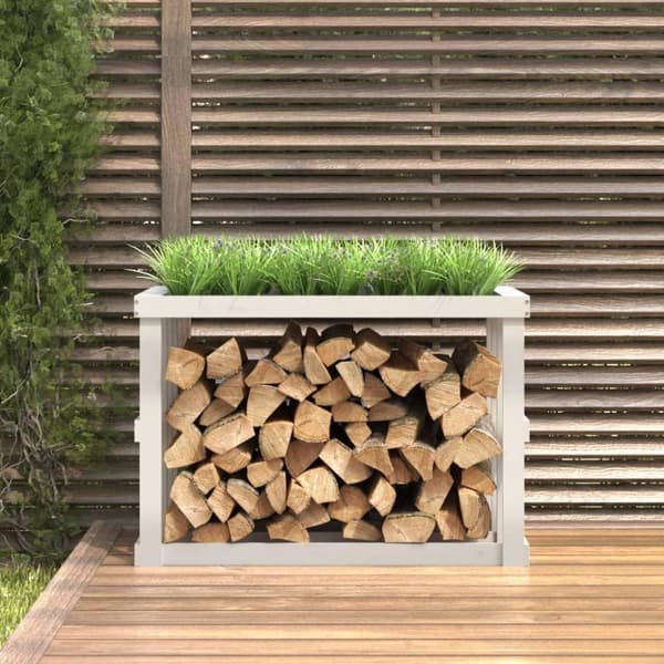 vidaXL Vedställ vit 108x52x74 cm massiv furu