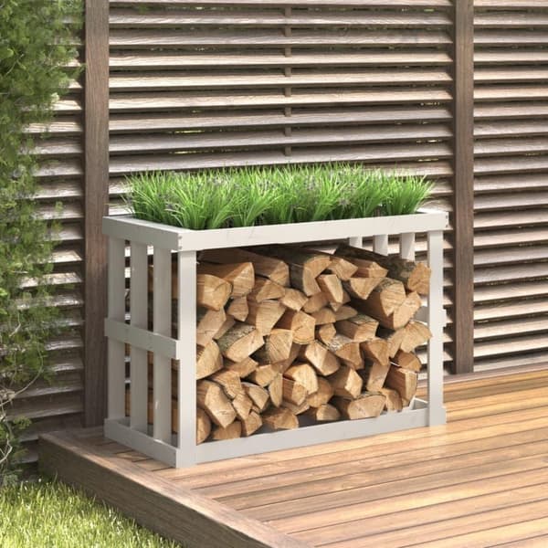 vidaXL Vedställ vit 108x52x74 cm massiv furu