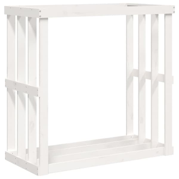 vidaXL Polttopuuteline ulos valkoinen 108x52x106 cm täysi mänty