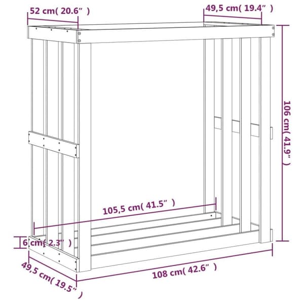 vidaXL Utendørs vedstativ hvit 108x52x106 cm heltre furu
