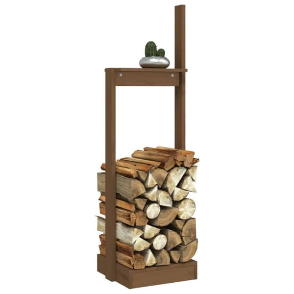 vidaXL brændestativ 33,5x30x110 cm massivt fyrretræ gyldenbrun