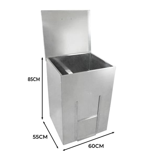 Galvanized Steel Coal Storage Boxes Storage Raised Bottom Metal Rust & Rodent Proof Wood Fire Sliding Door FREE Coal Shovel