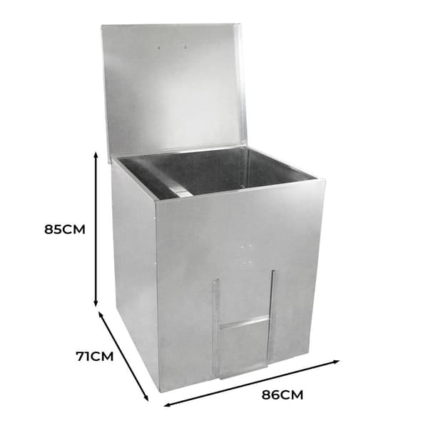 Galvanized Steel Coal Storage Boxes Storage Raised Bottom Metal Rust & Rodent Proof Wood Fire Sliding Door FREE Coal Shovel