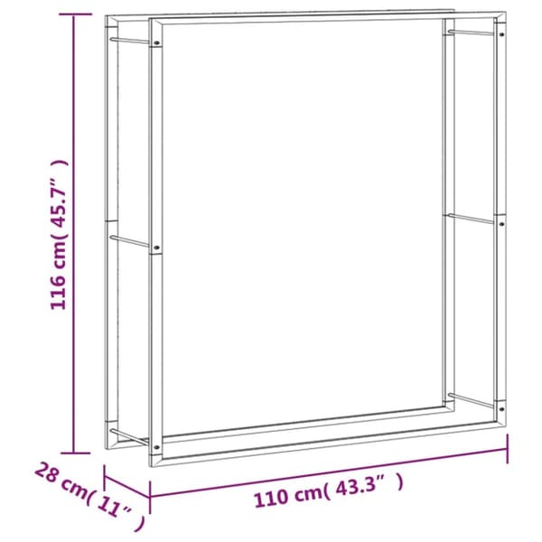 vidaXL brændestativ 110x28x116 cm rustfrit stål