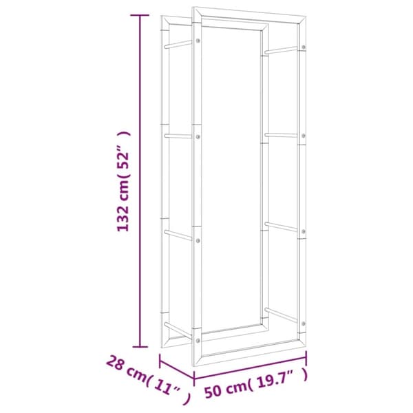 vidaXL brændestativ 50x28x132 cm rustfrit stål