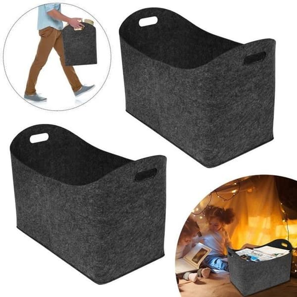 Vedkorg - LZQ XXL - Filtvedkorg - Mörkgrå - 100% polyester