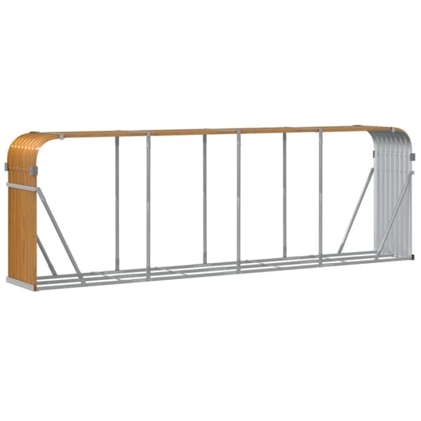 vidaXL brændestativ 300x45x100 cm galvaniseret stål lysebrun