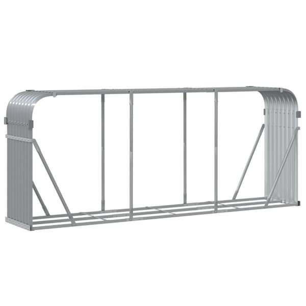 vidaXL brændestativ 234x45x100 cm galvaniseret stål lysegrå