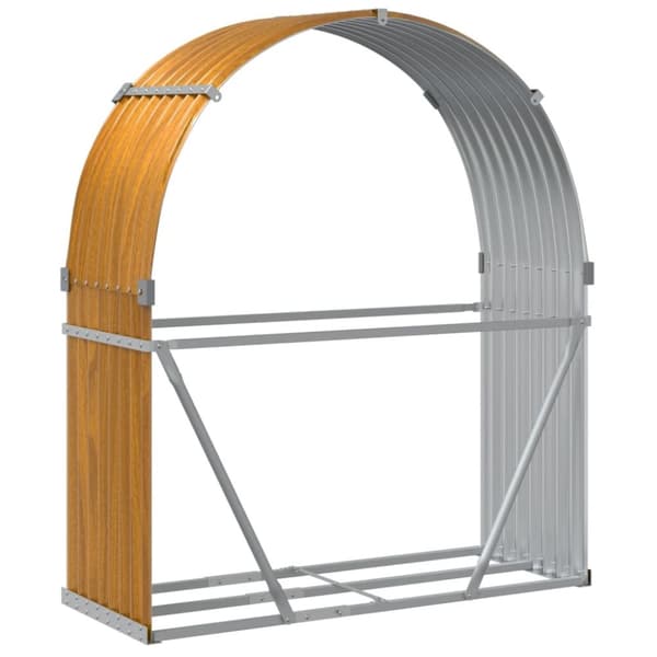 vidaXL brændestativ 120x45x140 cm galvaniseret stål lysebrun