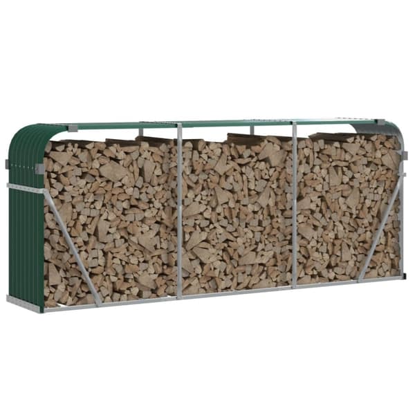 vidaXL brændestativ 234x45x100 cm galvaniseret stål grøn