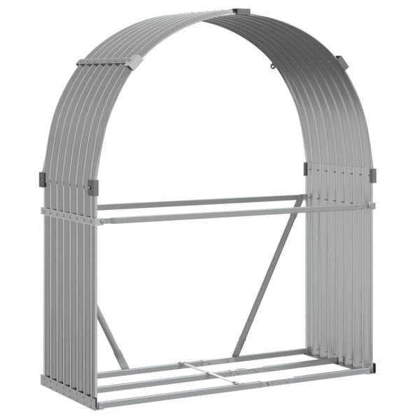 vidaXL brændestativ 120x45x140 cm galvaniseret stål lysegrå