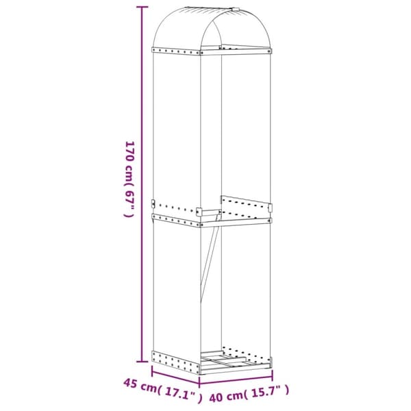 vidaXL brændestativ 40x45x170 cm galvaniseret stål antracitgrå