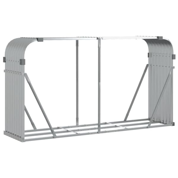 vidaXL Polttopuuteline hopea 180x45x100 cm galvanoitu teräs
