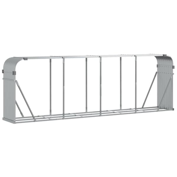vidaXL brændestativ 300x45x100 cm galvaniseret stål sølvfarvet