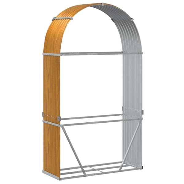 vidaXL brændestativ 120x45x210 cm galvaniseret stål lysebrun