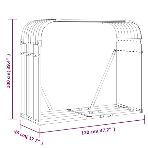 vidaXL brændestativ 120x45x100 cm galvaniseret stål antracitgrå