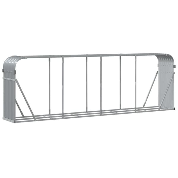 vidaXL brændestativ 300x45x100 cm galvaniseret stål lysegrå