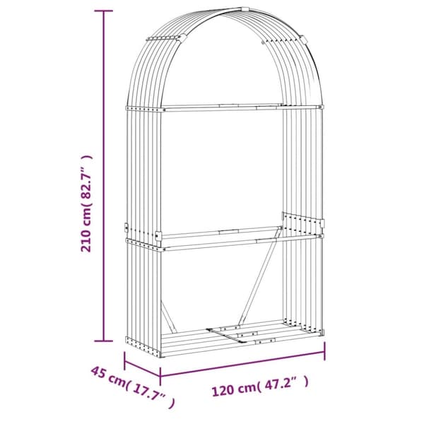 vidaXL Vedställ silver 120x45x210 cm galvaniserat stål