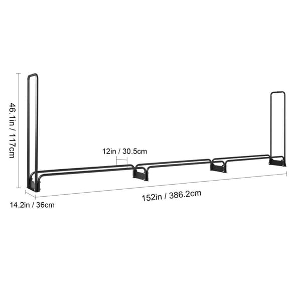386,2 x 36 x 117 cm 400kg kapacitet utomhus vedställ med justerbart vattentätt lock, stort utrymme, bra stabilitet, hållbart
