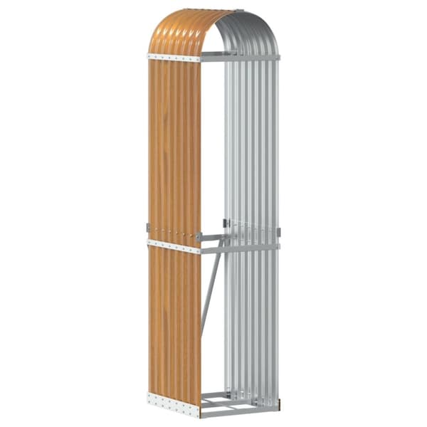 vidaXL brændestativ 40x45x170 cm galvaniseret stål lysebrun