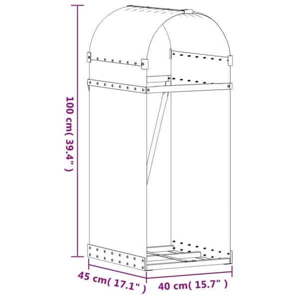 vidaXL brændestativ 40x45x100 cm galvaniseret stål brun