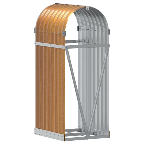 vidaXL brændestativ 40x45x100 cm galvaniseret stål lysebrun