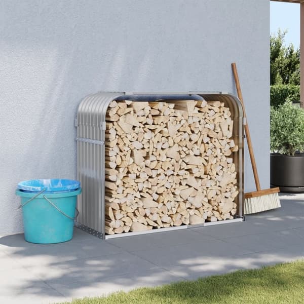 vidaXL brændestativ 120x45x100 cm galvaniseret stål lysegrå