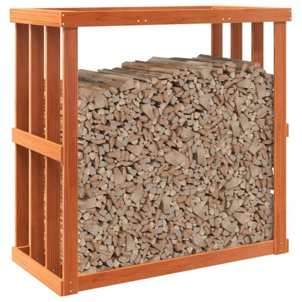 vidaXL Vedställ vaxbrun 109x52x106 cm massiv furu