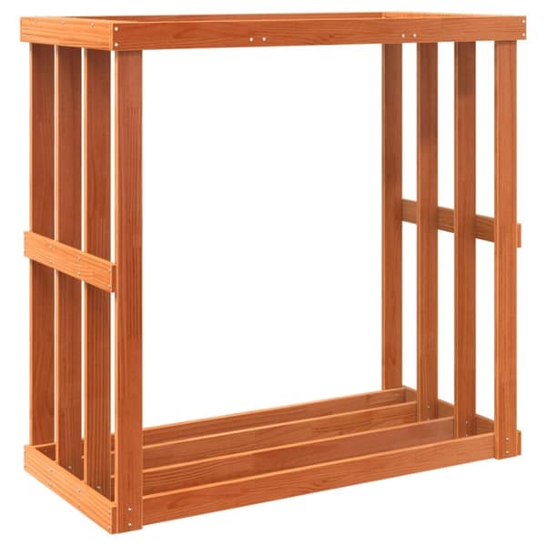 vidaXL udendørs brændestativ 109x52x106 cm massivt fyrretræ gyldenbrun