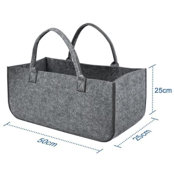 Säck i Filz - YUENFONG - 2x Fällkorg - 50x25x25cm - Kapacitet 30kg - Grå