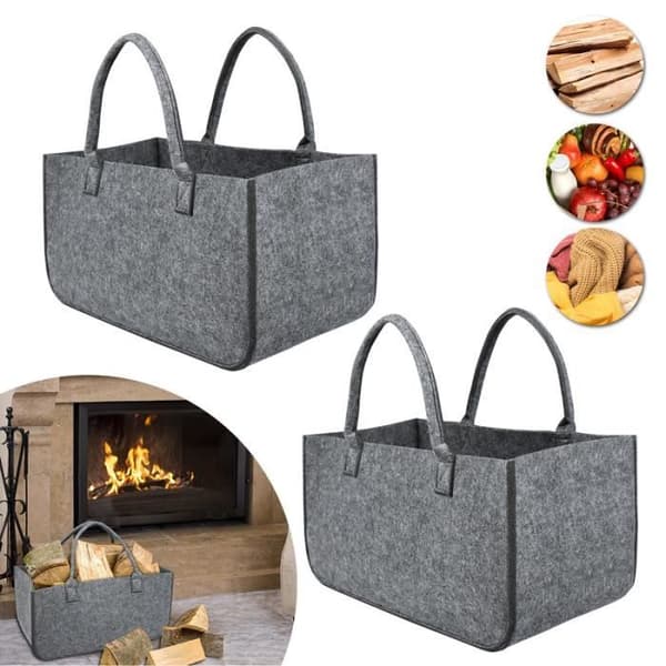 Säck i Filz - YUENFONG - 2x Fällkorg - 50x25x25cm - Kapacitet 30kg - Grå